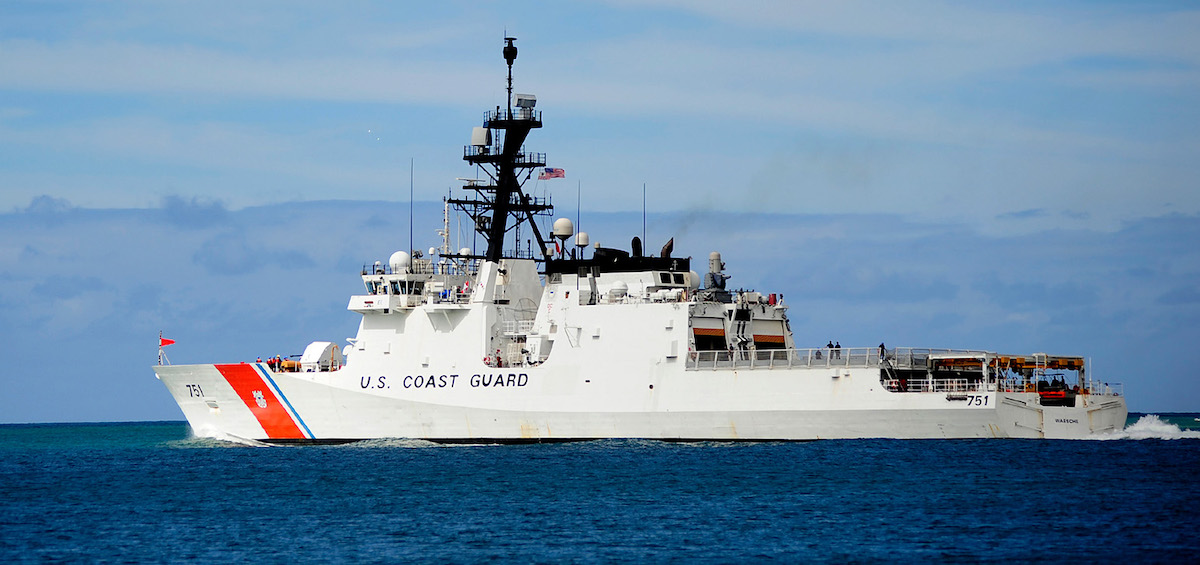 US Coast Guard cutter ship sailing in the ocean