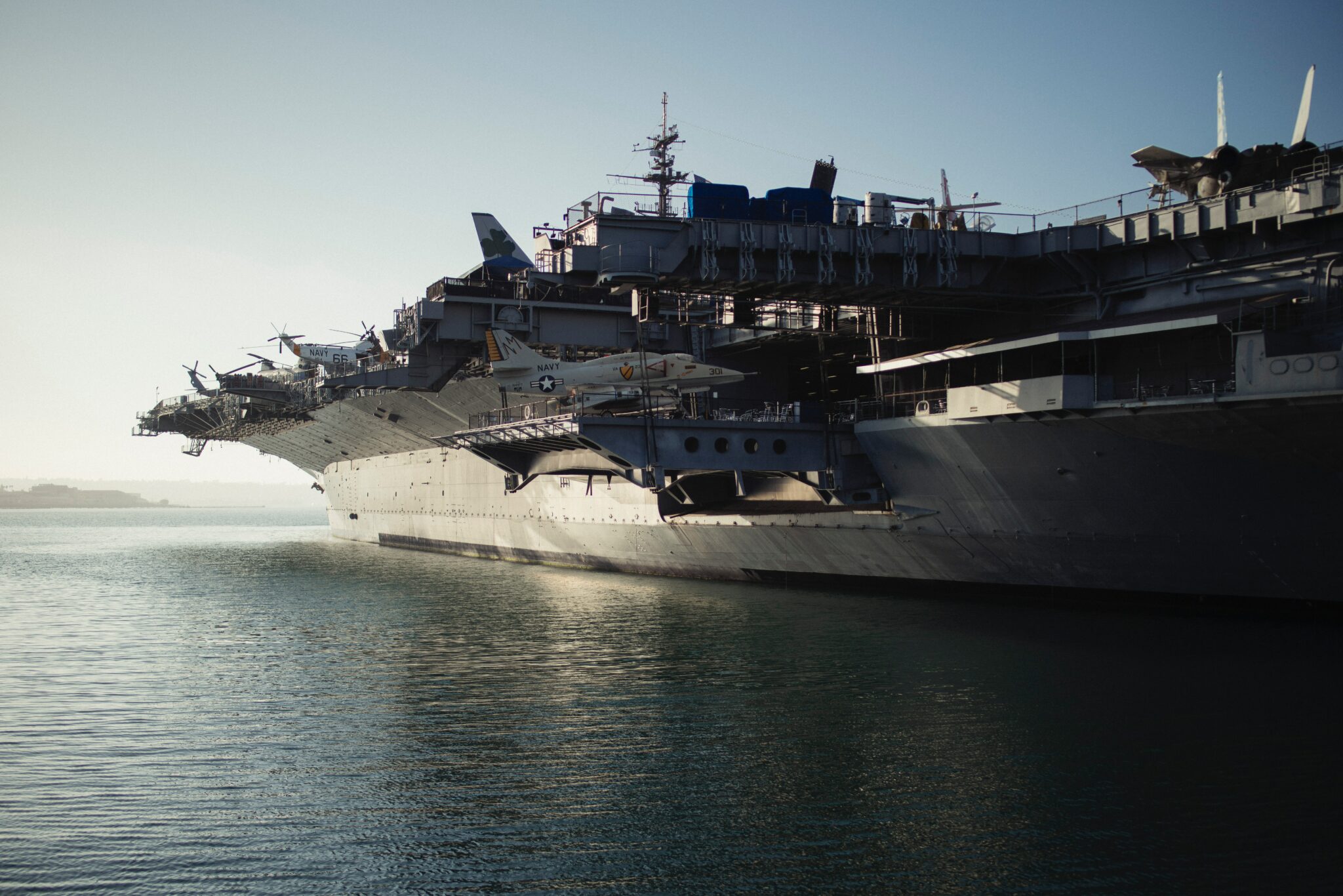 Aircraft carrier near the San Diego Naval Shipyard.