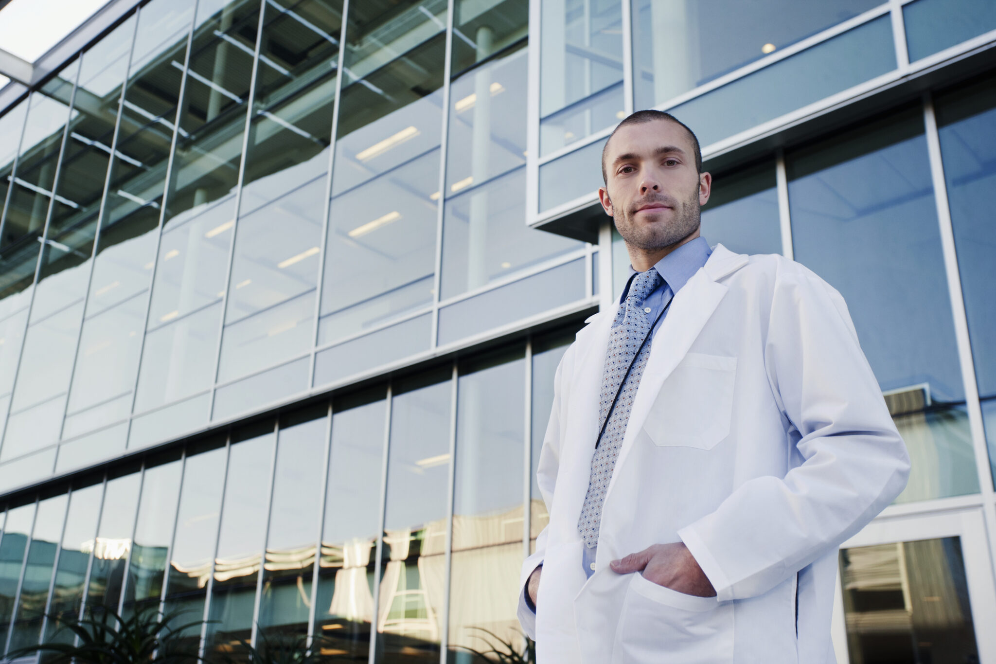 Doctor stands outside VA Southern Nevada Healthcare System.